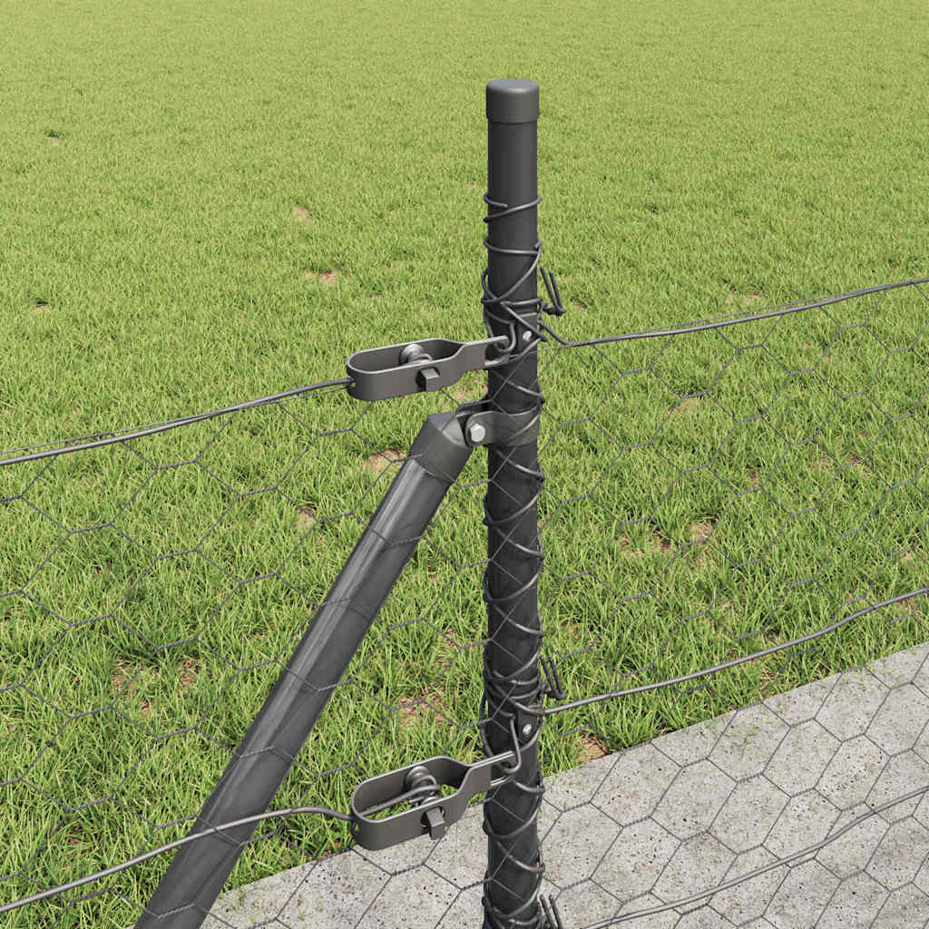 Fence with Posts Grey 0.5 x 50 m PVC-coated steel