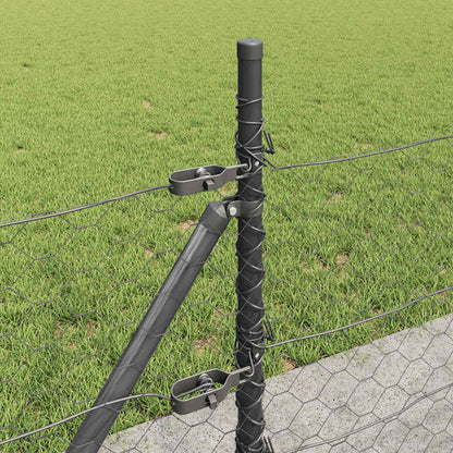 Fence with Posts Grey 0.5 x 50 m PVC-coated steel