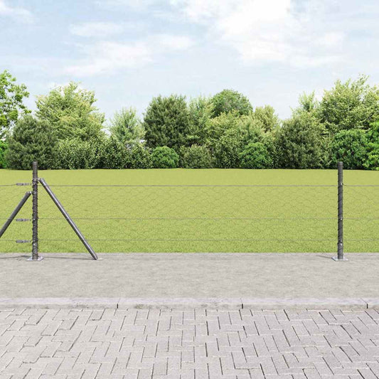 Fence with Posts Grey 0.5 x 50 m PVC-coated steel
