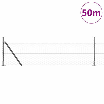 Fence with Posts Grey 0.5 x 50 m PVC-coated steel