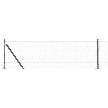 Fence with Posts Grey 0.6 x 50 m PVC-coated steel