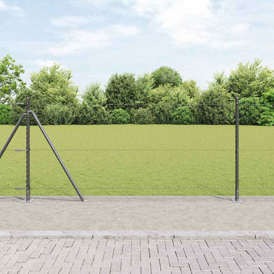 Fence with Posts Grey 1 x 50 m PVC-coated steel