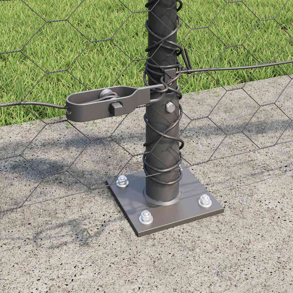 Fence with Posts Grey 1 x 50 m PVC-coated steel