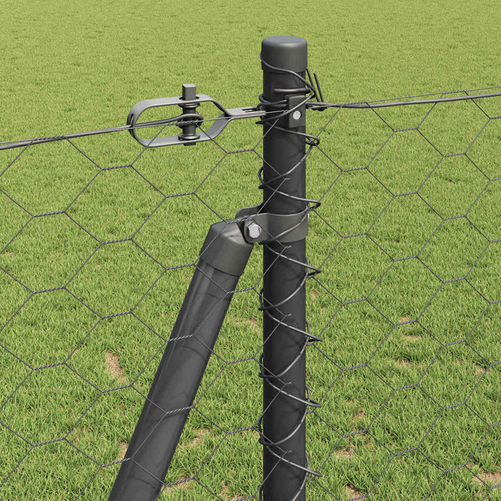 Fence with Posts Grey 1.2 x 50 m PVC-coated steel