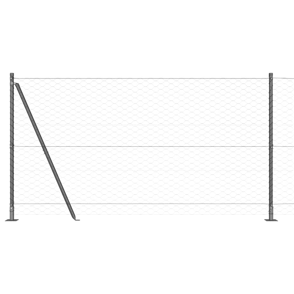 Fence with Posts Grey 1.2 x 50 m PVC-coated steel