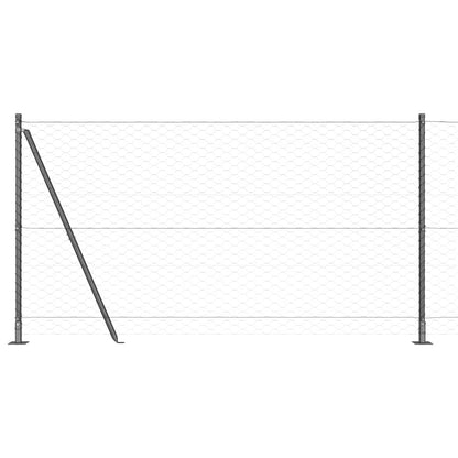 Fence with Posts Grey 1.2 x 50 m PVC-coated steel