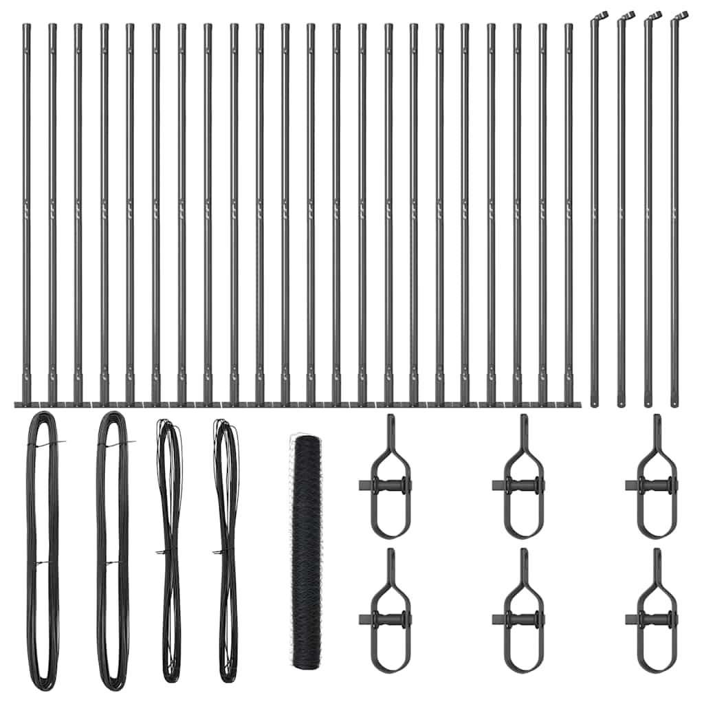 Fence with Posts Grey 1.2 x 50 m PVC-coated steel