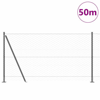 Fence with Posts Grey 1.2 x 50 m PVC-coated steel