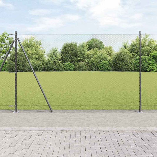 Fence with Posts Grey 1.4 x 50 m PVC-coated steel