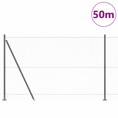 Fence with Posts Grey 1.4 x 50 m PVC-coated steel