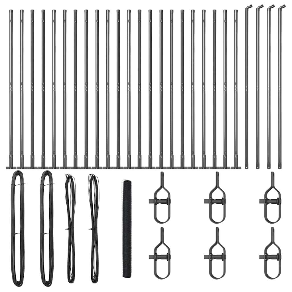 Fence with Posts Grey 1.5 x 50 m PVC-coated steel