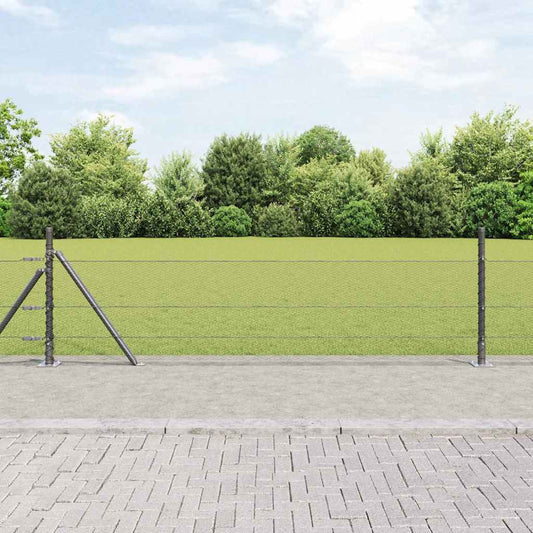 Fence with Posts Grey 0.4 x 100 m PVC-coated steel