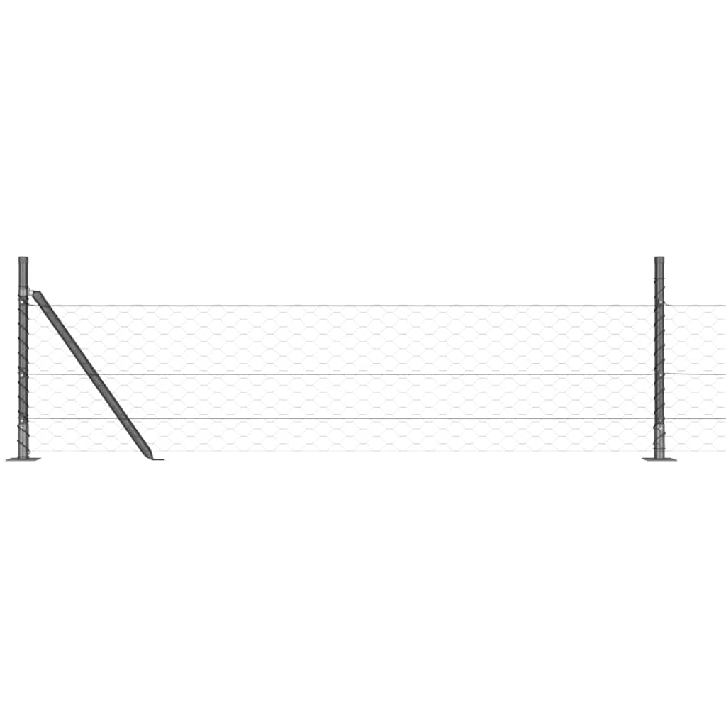 Fence with Posts Grey 0.4 x 100 m PVC-coated steel