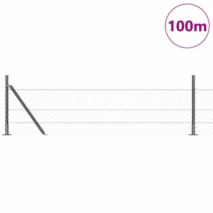 Fence with Posts Grey 0.4 x 100 m PVC-coated steel