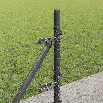 Fence with Posts Grey 0.5 x 100 m PVC-coated steel