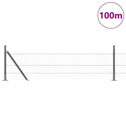 Fence with Posts Grey 0.5 x 100 m PVC-coated steel