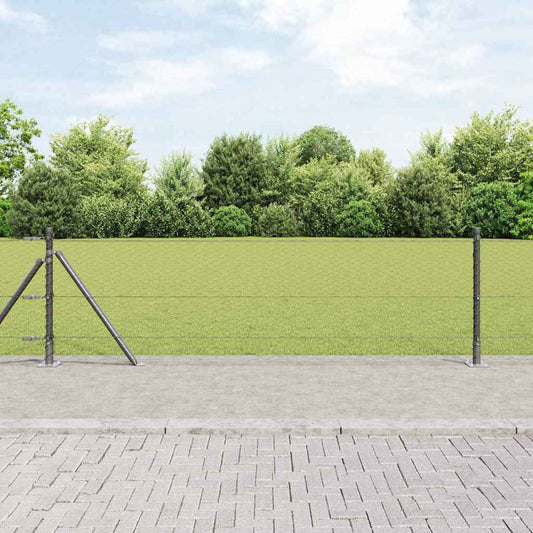 Fence with Posts Grey 0.6 x 100 m PVC-coated steel