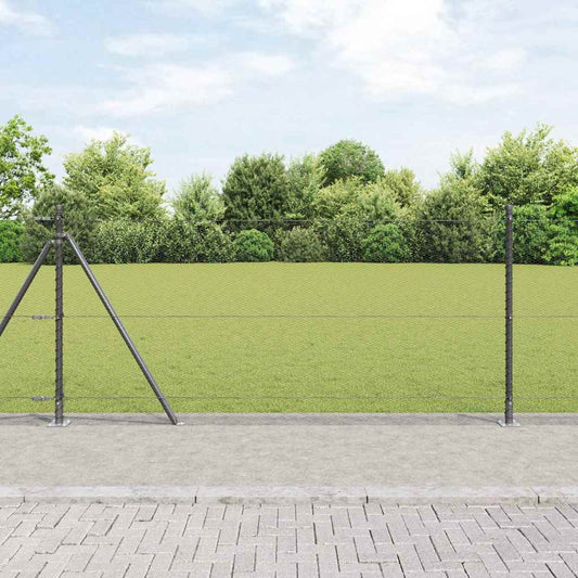 Fence with Posts Grey 0.8 x 100 m PVC-coated steel
