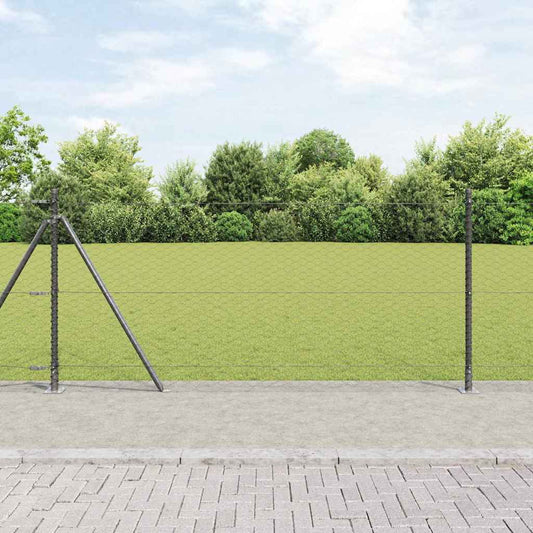 Fence with Posts Grey 0.8 x 100 m PVC-coated steel