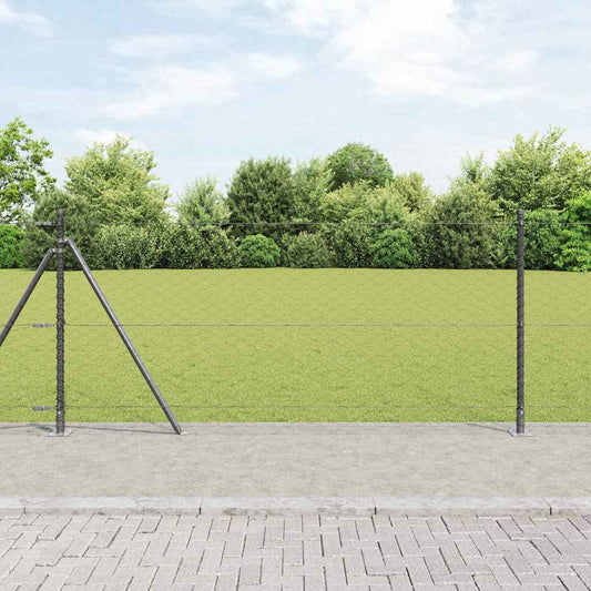Fence with Posts Grey 0.8 x 100 m PVC-coated steel
