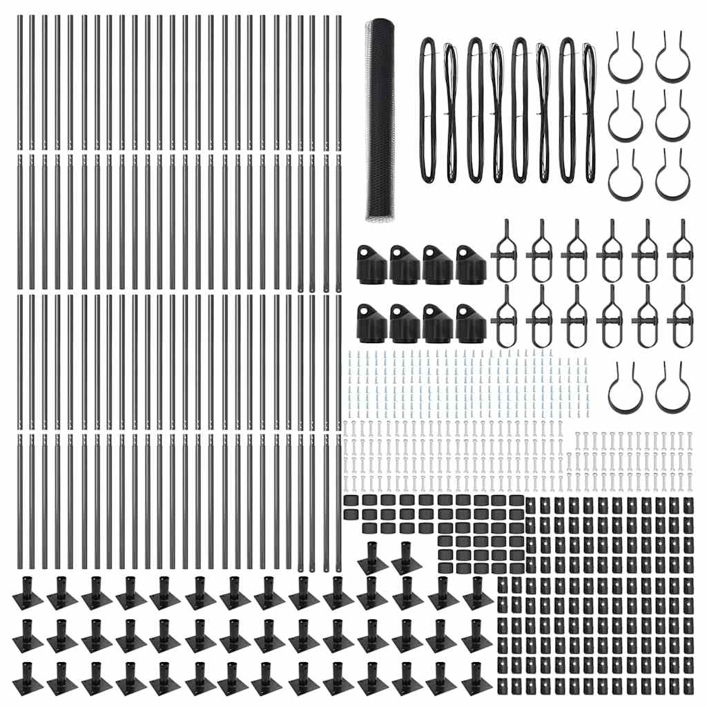 Fence with Posts Grey 1.2 x 100 m PVC-coated steel