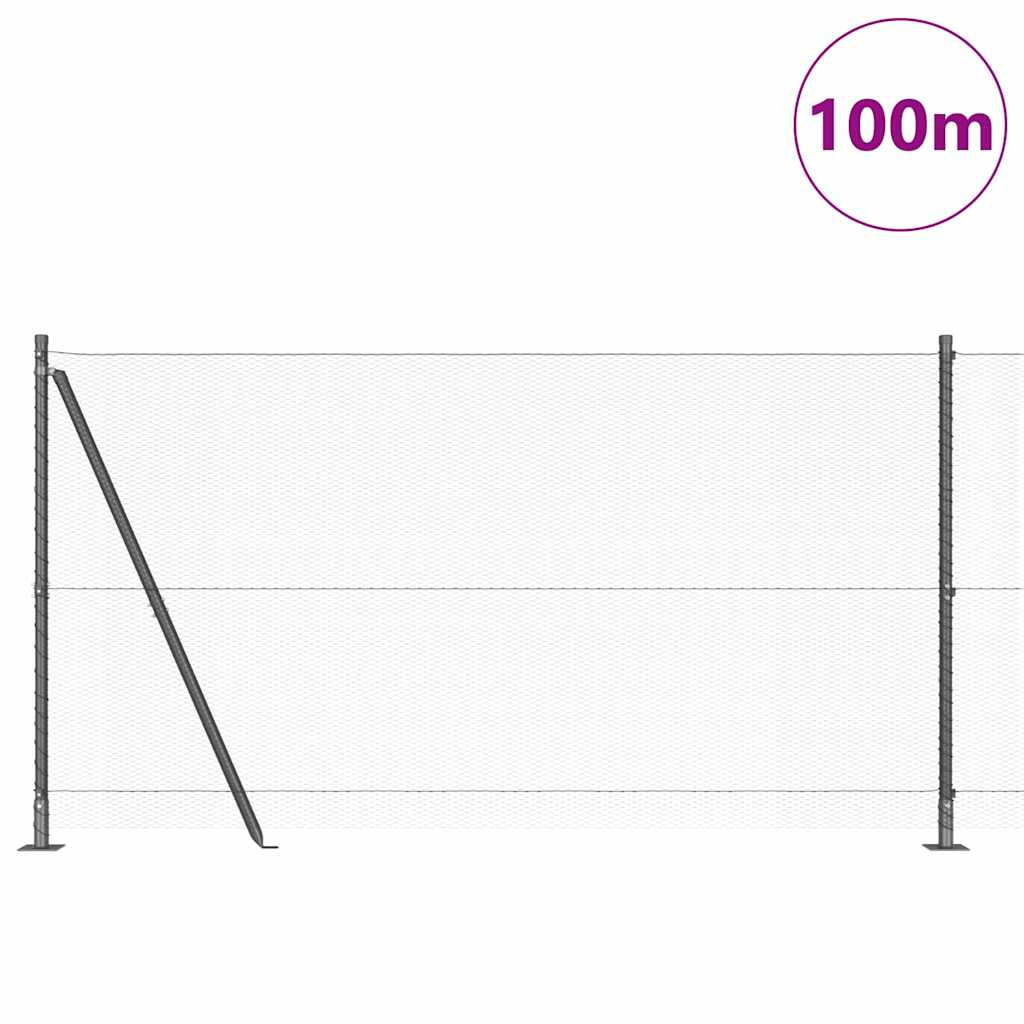 Fence with Posts Grey 1.2 x 100 m PVC-coated steel