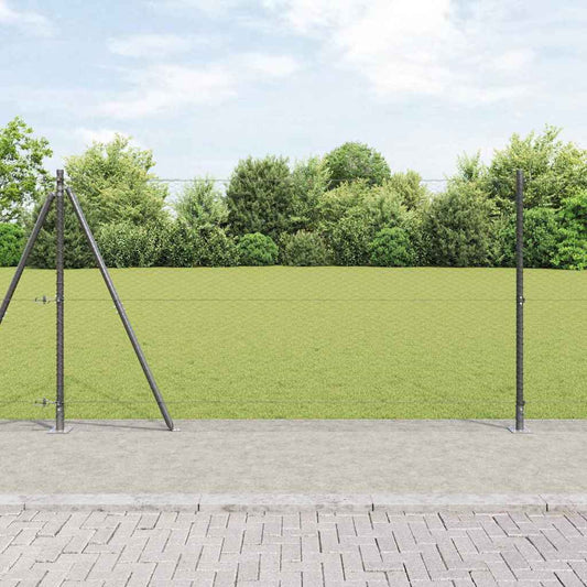 Fence with Posts Grey 1.2 x 100 m PVC-coated steel