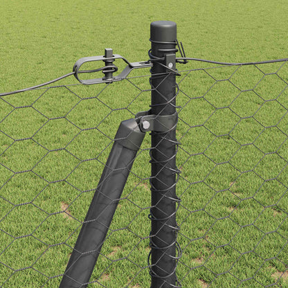 Fence with Posts Grey 1.2 x 100 m PVC-coated steel
