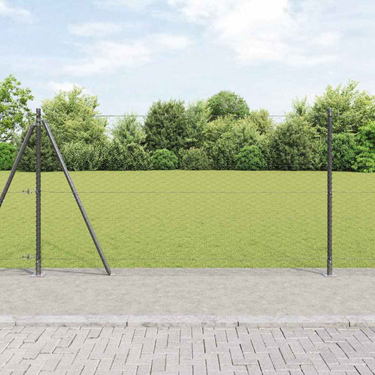 Fence with Posts Grey 1.2 x 100 m PVC-coated steel