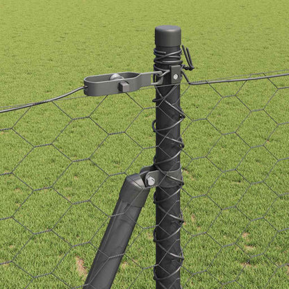Fence with Posts Grey 1.4 x 100 m PVC-coated steel