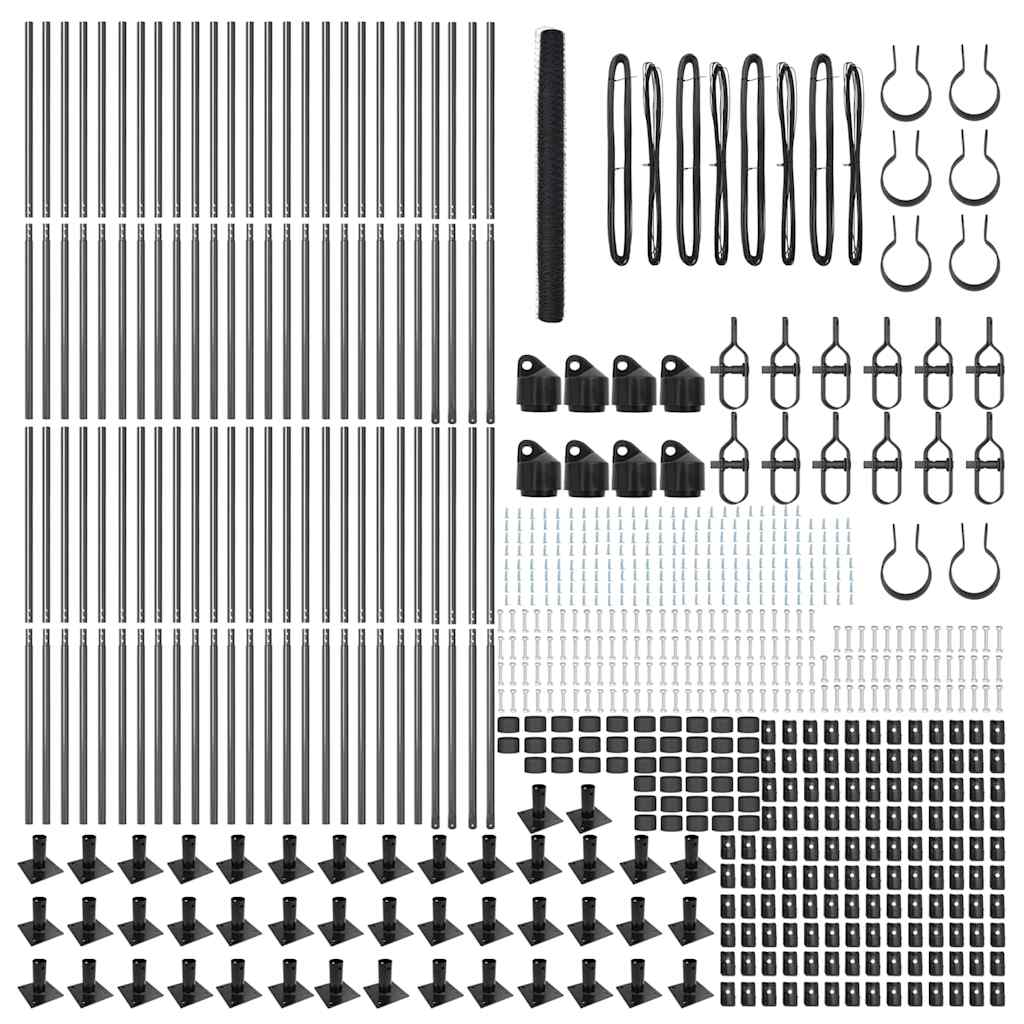 Fence with Posts Grey 1.4 x 100 m PVC-coated steel