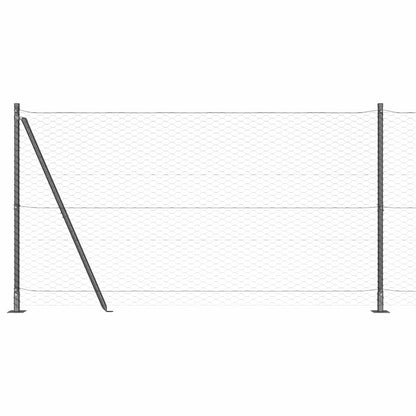 Fence with Posts Grey 1.5 x 100 m PVC-coated steel
