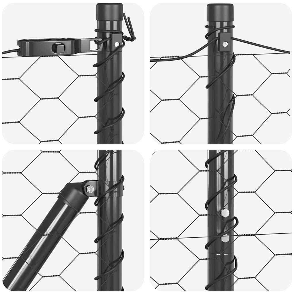 Fence with Posts Grey 1.5 x 100 m PVC-coated steel