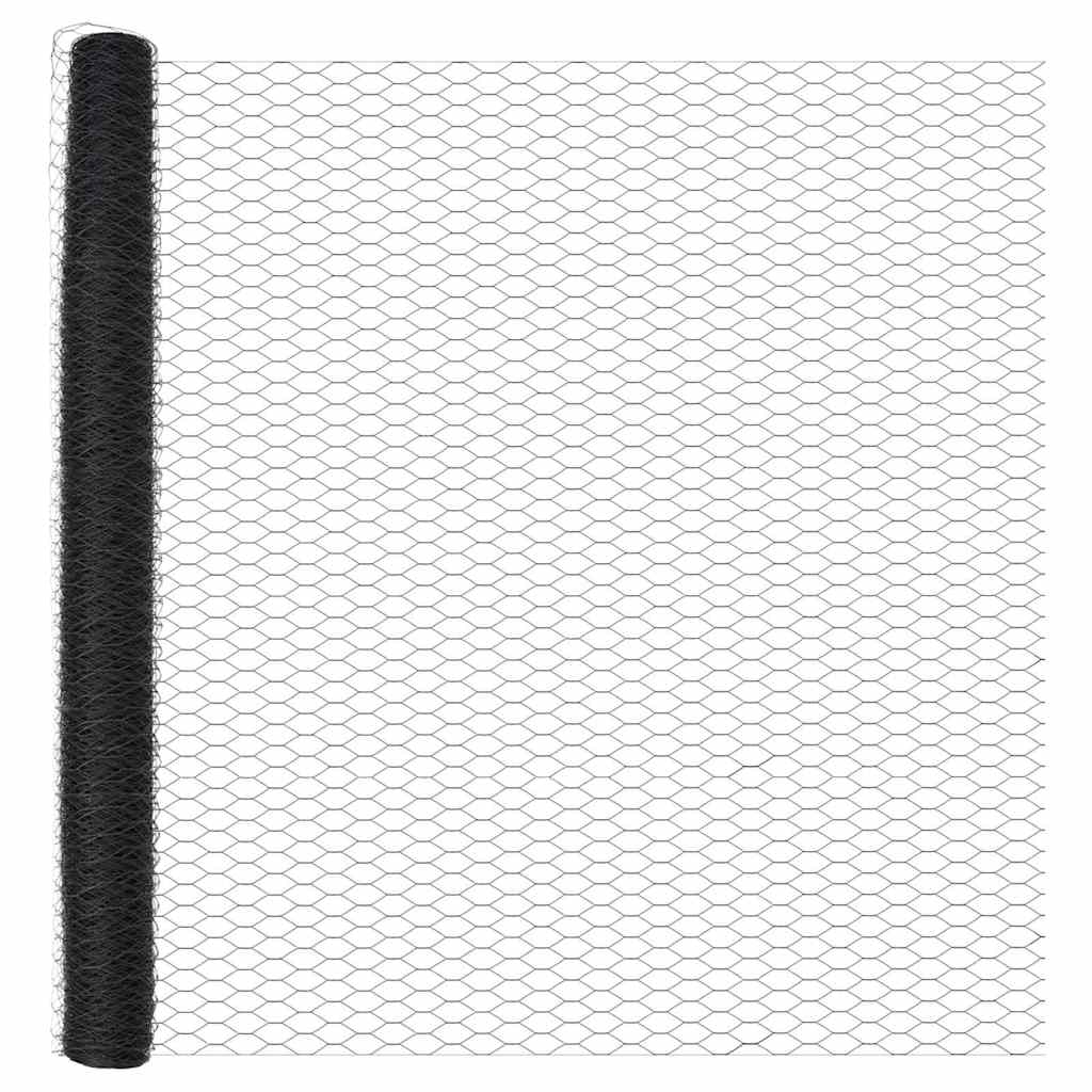 Fence with Posts Grey 1.5 x 100 m PVC-coated steel