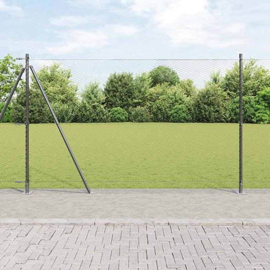 Fence with Posts Grey 1.6 x 100 m PVC-coated steel