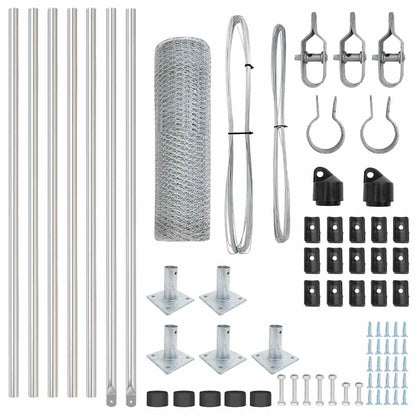 Fence with Posts Silver 0.4 x 10 m PVC-coated steel