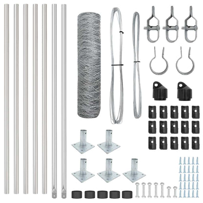 Fence with Posts Silver 0.4 x 10 m PVC-coated steel