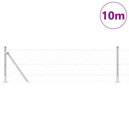 Fence with Posts Silver 0.4 x 10 m PVC-coated steel