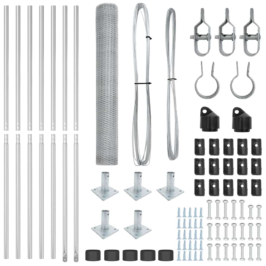 Fence with Posts Silver 0.8 x 10 m PVC-coated steel