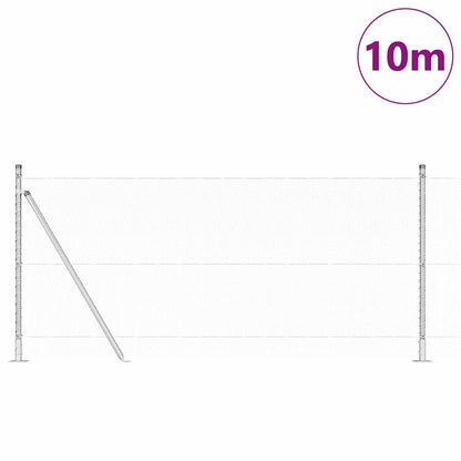 Fence with Posts Silver 0.8 x 10 m PVC-coated steel
