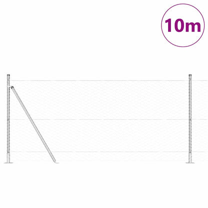 Fence with Posts Silver 0.8 x 10 m PVC-coated steel