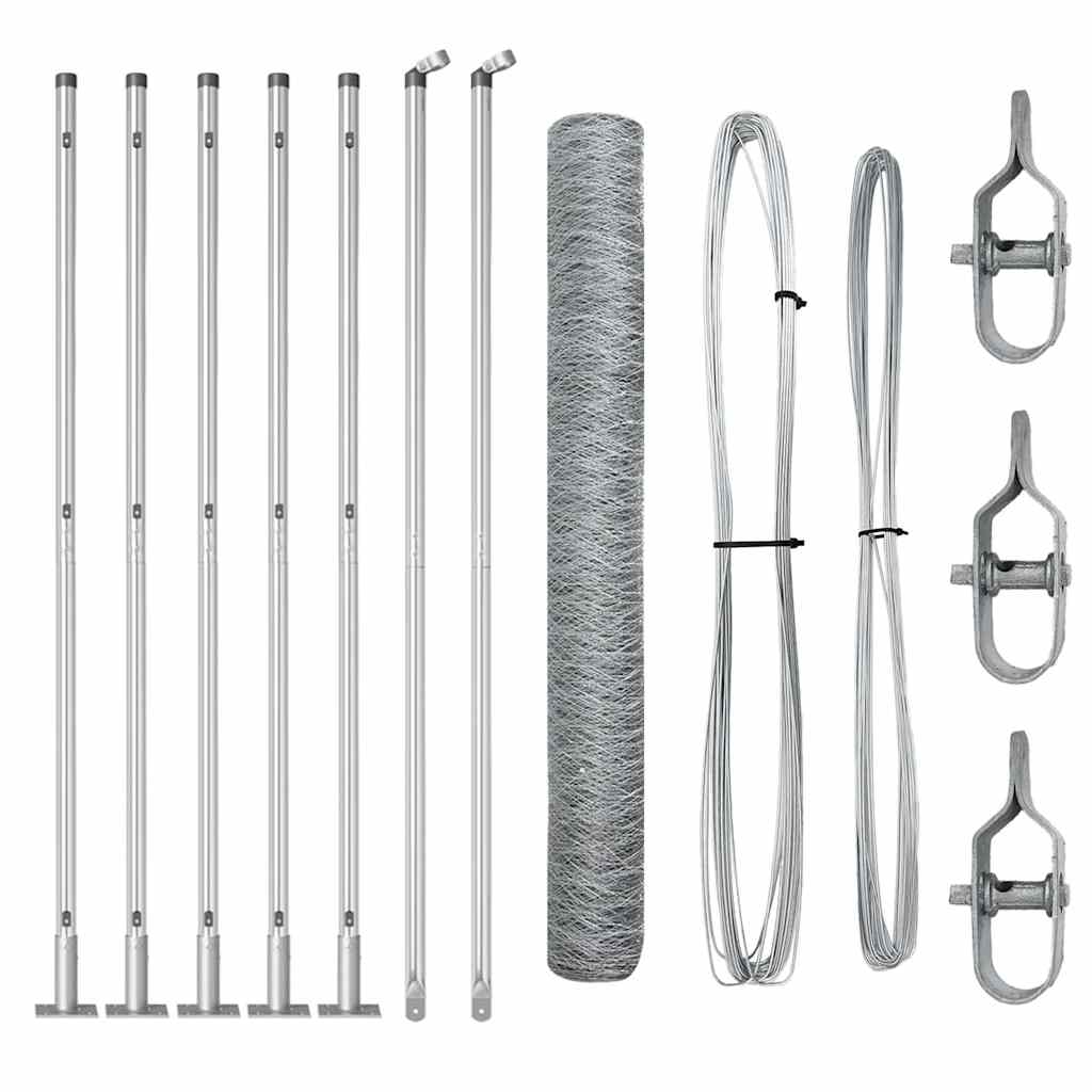 Fence with Posts Silver 0.8 x 10 m PVC-coated steel