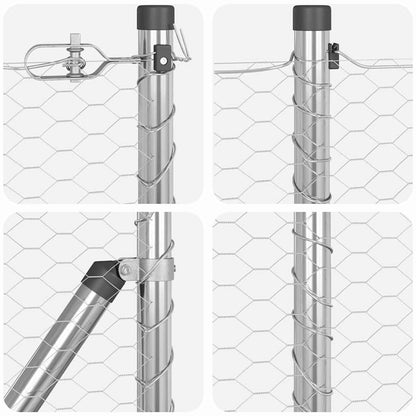 Fence with Posts Silver 1 x 10 m PVC-coated steel