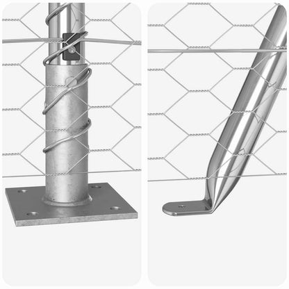 Fence with Posts Silver 1 x 10 m PVC-coated steel