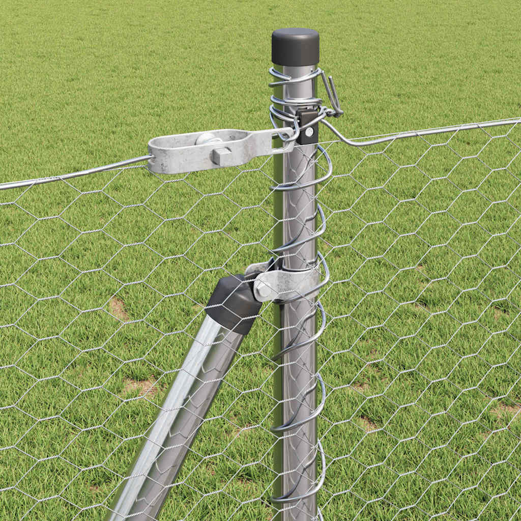 Fence with Posts Silver 1 x 10 m PVC-coated steel