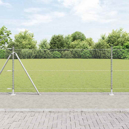 Fence with Posts Silver 1 x 10 m PVC-coated steel