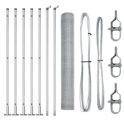 Fence with Posts Silver 1 x 10 m PVC-coated steel