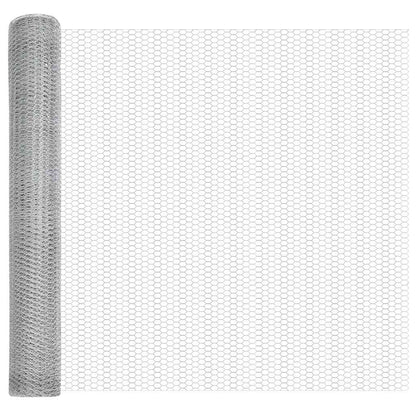 Fence with Posts Silver 1 x 10 m PVC-coated steel