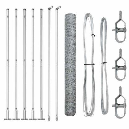 Fence with Posts Silver 1 x 10 m PVC-coated steel