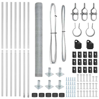 Fence with Posts Silver 1.6 x 10 m PVC-coated steel